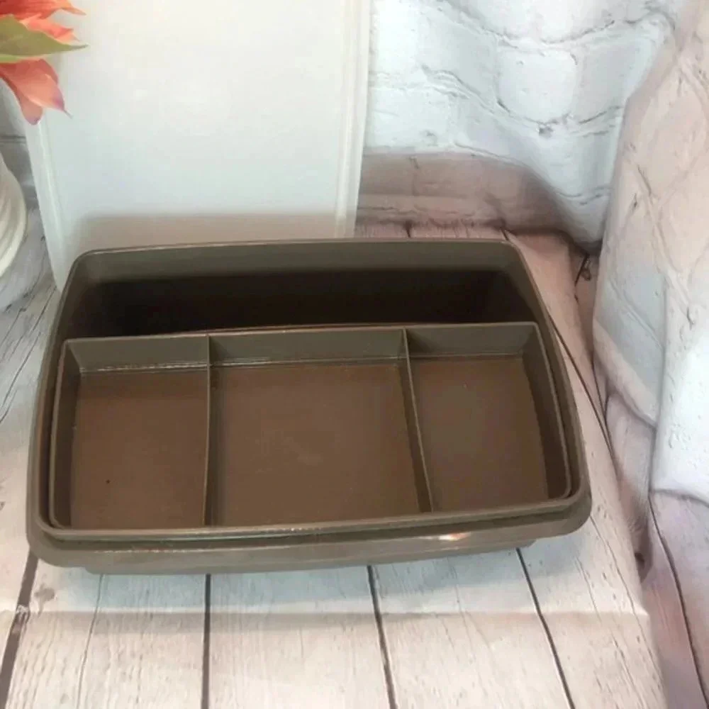 Vintage Tupperware STOW N GO SET tuppercraft dark brown